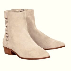 Joie - Beige Ruffle Side Trim Short Booties 8.5